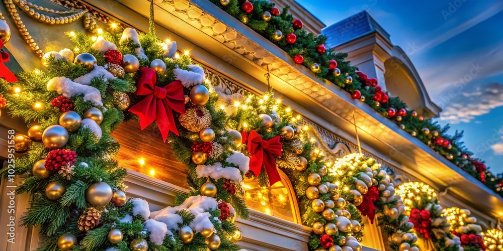 Naklejka premium Elegant Holiday Border Architecture for Seasonal Celebrations