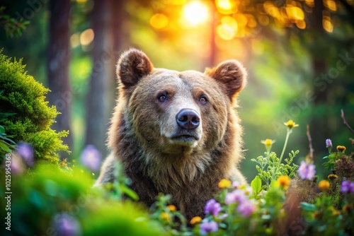 Enchanting Bear in Nature with Bokeh Effect for Wildlife Photography