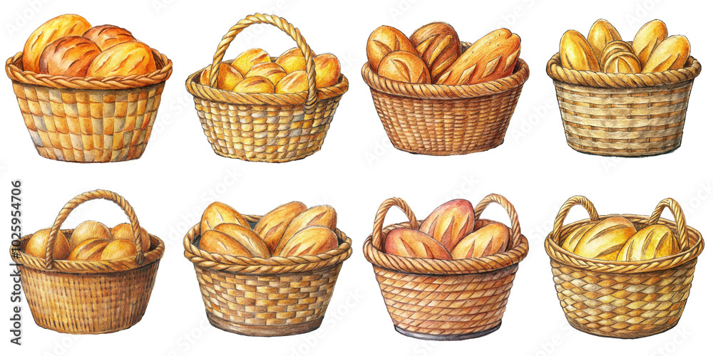 Hand Drawn illustration set of bread basket . isolate on a white background. PNG
Hand Drawn illustration set of bread basket . isolate on a white background. PNG