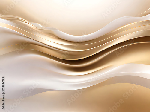 Abstract white gold Gradient background luxury with golden line wave that looks modern blurry background. ai