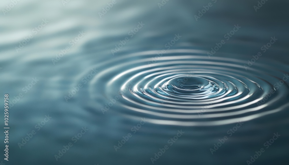 Close-up of water ripples creating concentric circles in a tranquil blue surface. Close-up of water ripples creating concentric circles in a tranquil blue surface.
