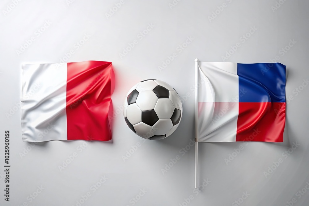 Naklejka premium France vs Poland Football Match Flags Isolated on White Background for Sports and Team Spirit Themes