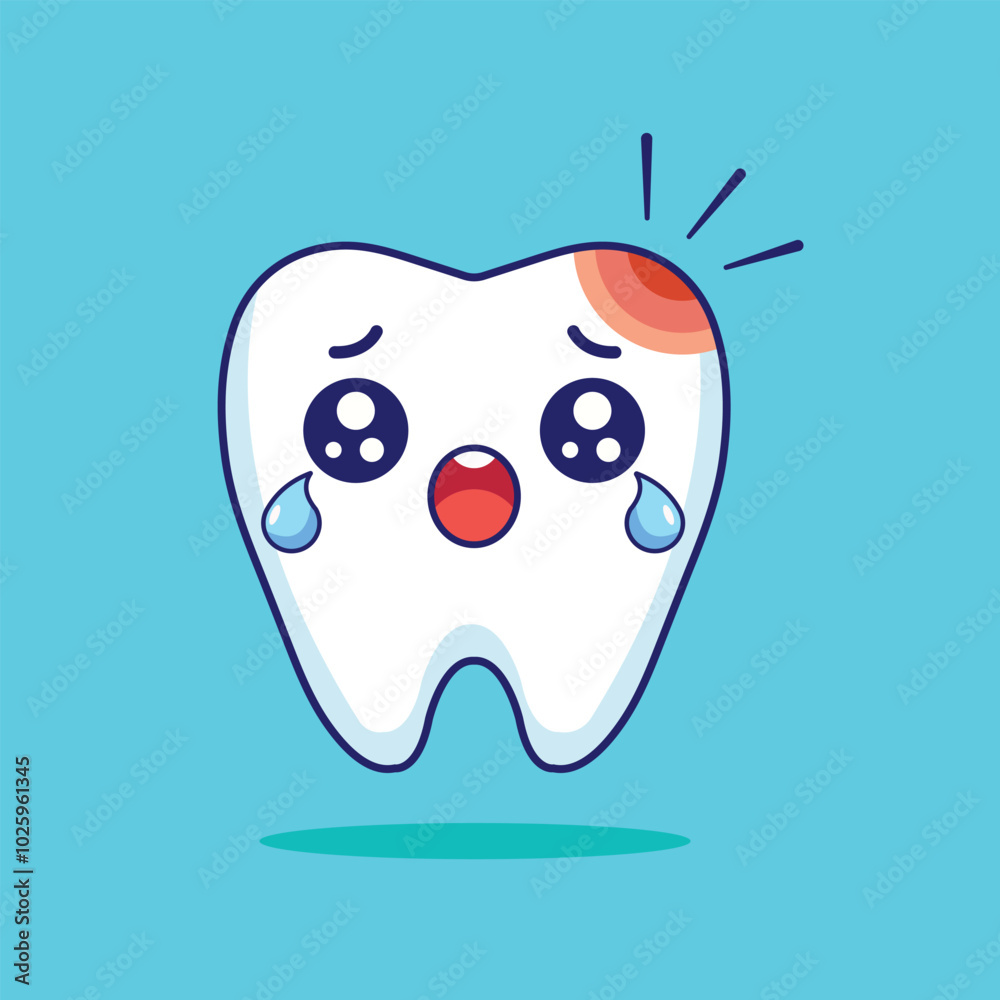 Cute Tooth Crying Cartoon Vector Icon Illustration. Education Object Icon Concept Isolated Premium Vector. Flat Cartoon Style Cute Tooth Crying Cartoon Vector Icon Illustration. Education Object Icon Concept Isolated Premium Vector. Flat Cartoon Style