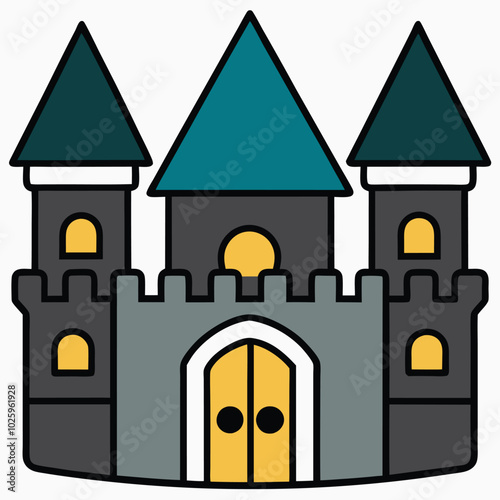 castle flat design vector illustration, beautiful fairytale castle clip art isolated on white background