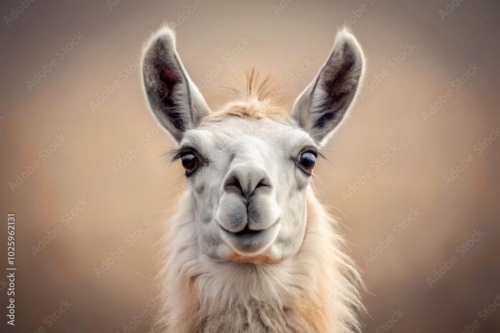 Fototapeta premium Funny Llama in Minimalist Style – Whimsical Animal Photography for Creative Projects