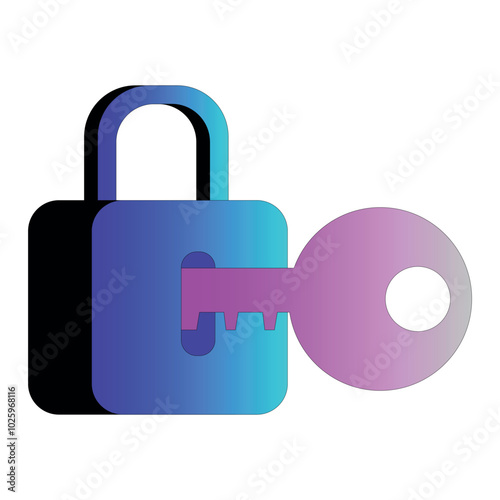 a key in a padlock vector illustration isolated