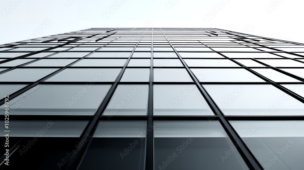 Low angle view of a modern glass building.