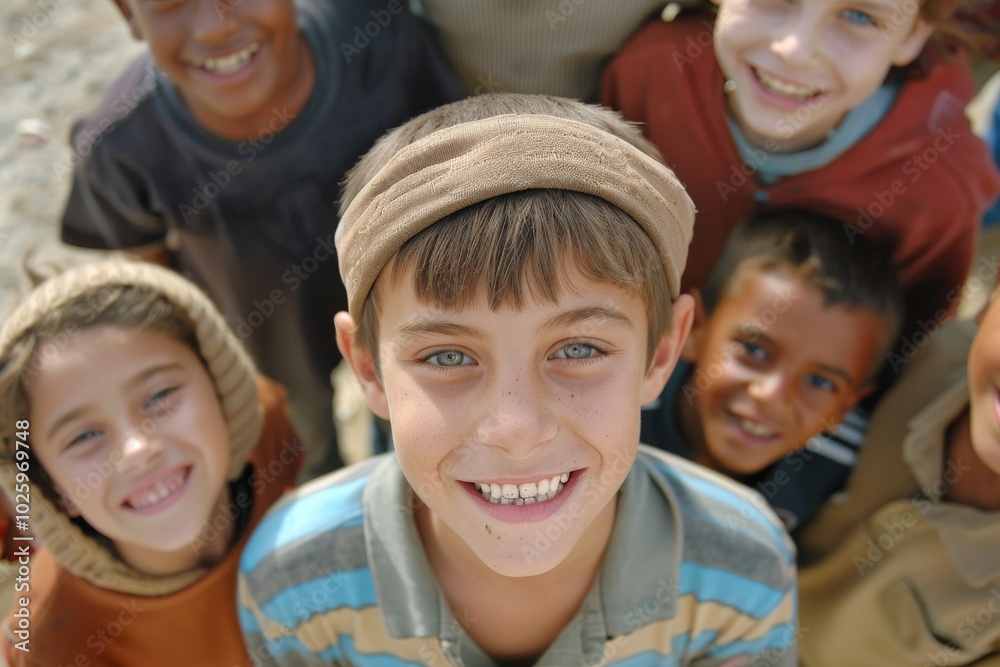 Portrait of a young boy with his friends in the background. Portrait of a young boy with his friends in the background.