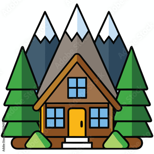 chalet Flat vector illustration  on a white background. 