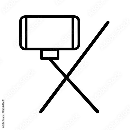 No selfie sticks outline icon. Vector graphics