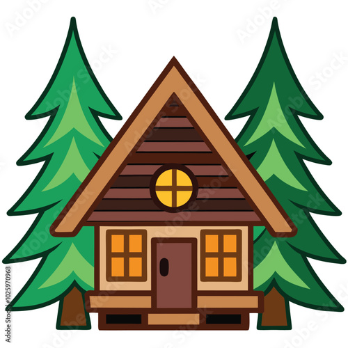 chalet Flat vector illustration  on a white background. 