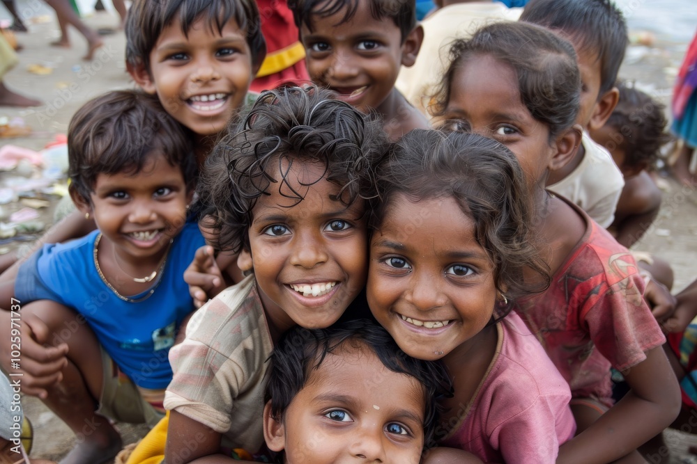 Group of happy indian kids smiling and looking at the camera. Group of happy indian kids smiling and looking at the camera.