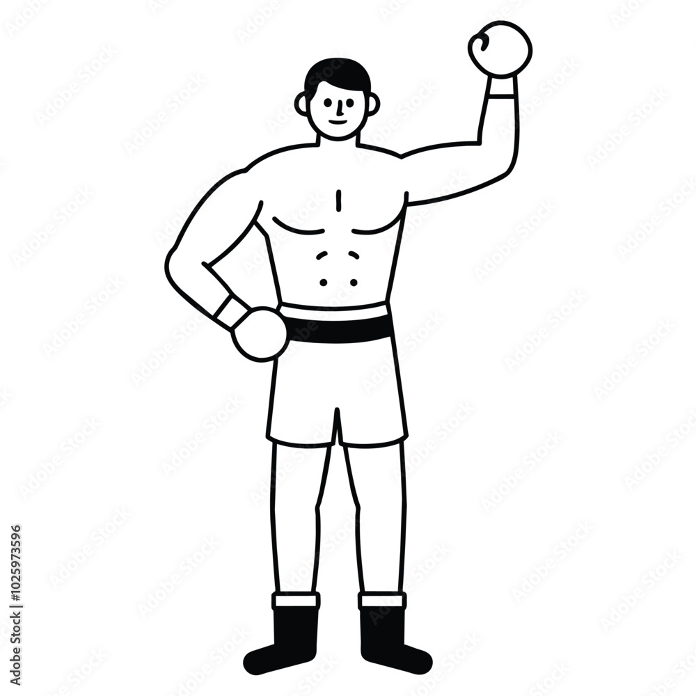 Boxer in full length gloves with one hand raised vector illustration Boxer in full length gloves with one hand raised vector illustration