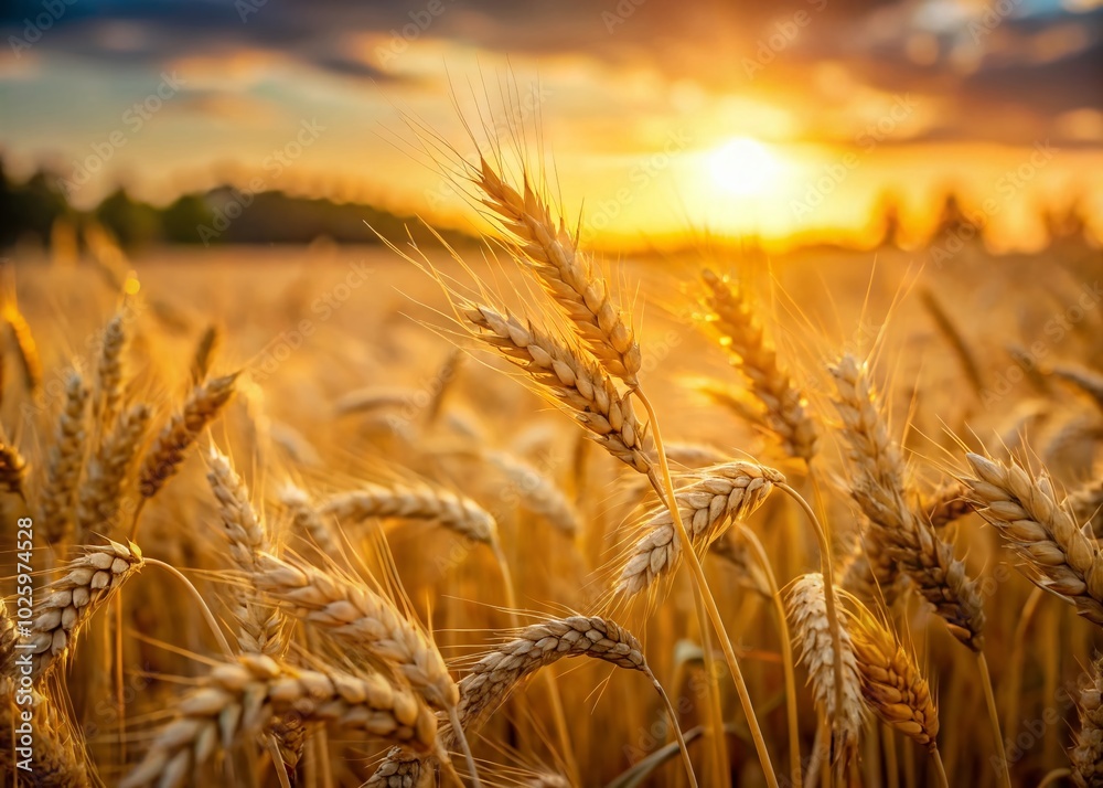 Low Light Wheat Harvest at Dusk - Ears of Wheat Swaying in the Wind Low Light Wheat Harvest at Dusk - Ears of Wheat Swaying in the Wind