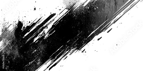 Obraz na płótnie Vector abstract black and white brush strokes on a canvas with Black ink texture. w salonie
