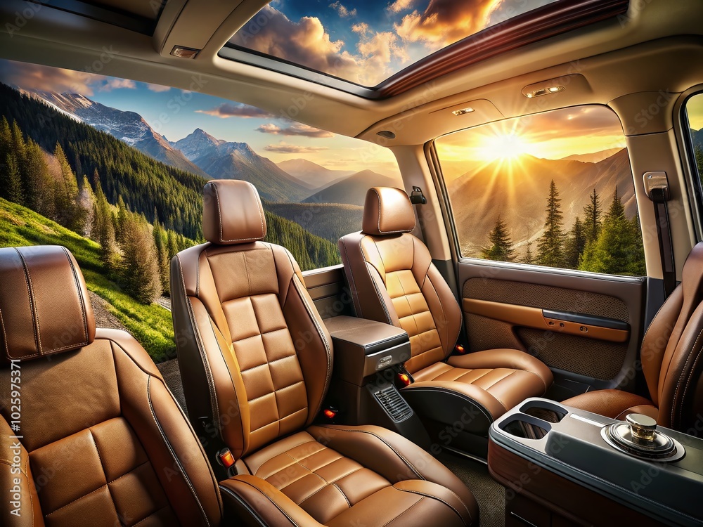 Luxury Leather Seats in a Van - Double Exposure Photography for Premium Interiors Luxury Leather Seats in a Van - Double Exposure Photography for Premium Interiors