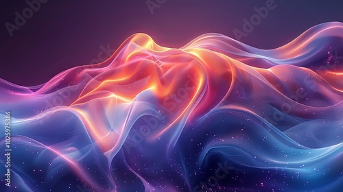 A simple name for this image could be Flowing Blue Smoke with Curved Light Patterns