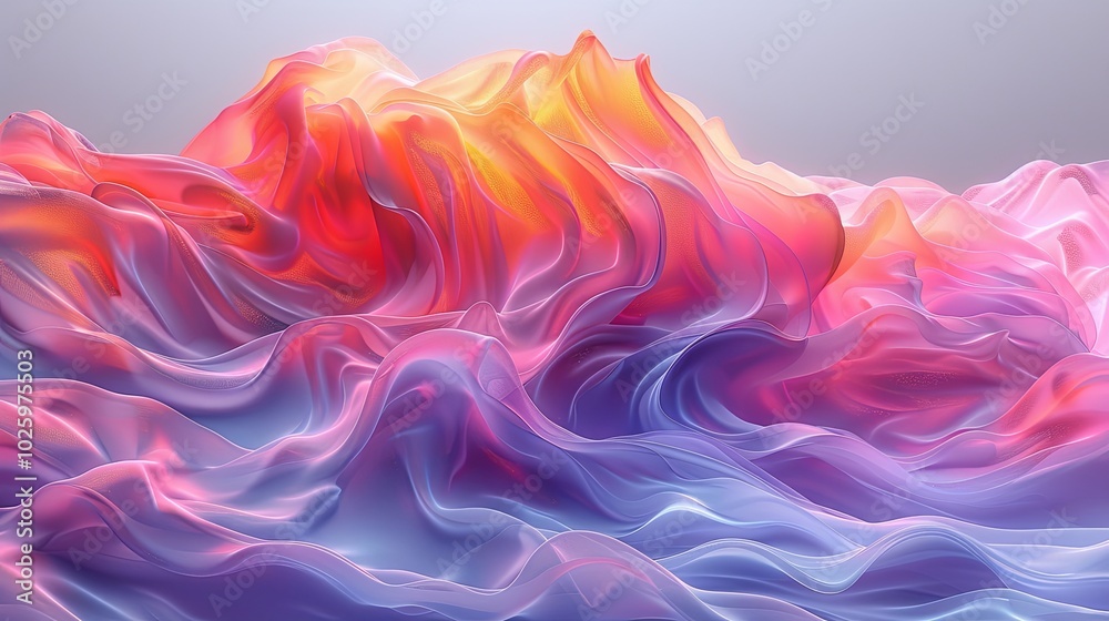 Obraz premium A simple name for this image could be Flowing Blue Smoke with Curved Light Patterns