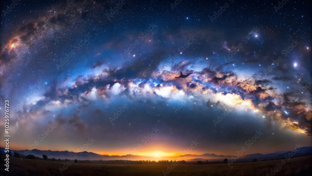 Fototapeta premium Solid Minimalist Milky Way Galaxy Panorama Background