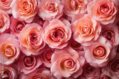 Delicate pink roses forming a romantic floral background