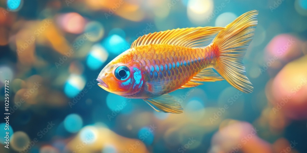 Fototapeta premium Discover the Vibrant Underwater World with a Colorful Fish Swimming Gracefully
