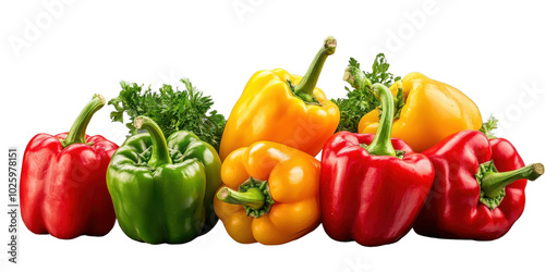 Colorful Fresh Bell Peppers on White Background 