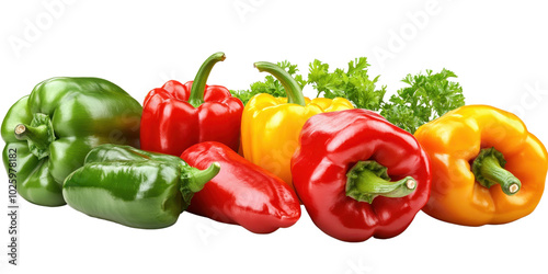 Fresh Colorful Bell Peppers on Display transparent background