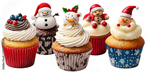 Festive Cupcakes for Winter Celebration transparent background