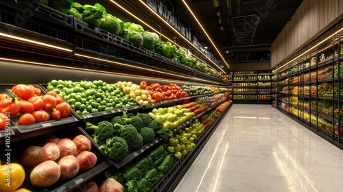 Produce Aisle in a Modern Grocery Store