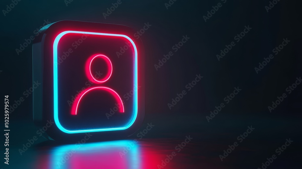 Vibrant neon lights abstract design with central human silhouette Vibrant neon lights abstract design with central human silhouette