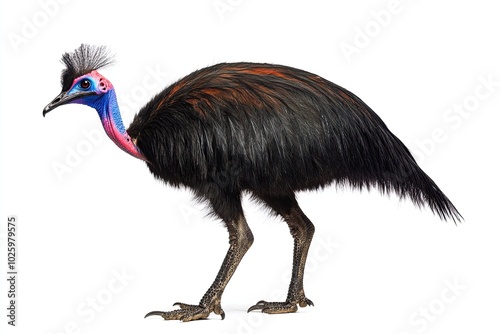 southern cassowary - Casuarius casuarius - the third tallest and second heaviest living bird, smaller only than the ostrich and emu. isolated on white background photo