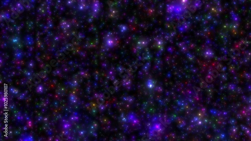Colorful Stars And Planet In The Dark Space Animation Loop