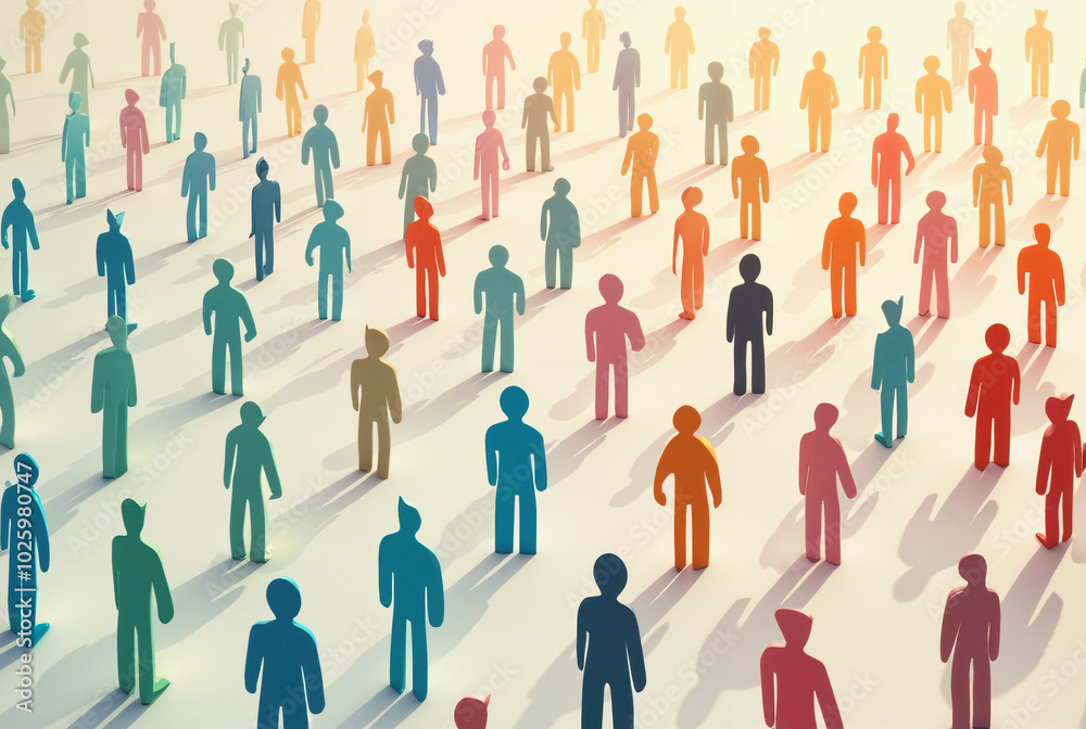 Diverse Abstract Crowd: Vibrant Mosaic of Stylized Figures for Community Events, Social Campaigns, or Corporate Diversity Initiatives Diverse Abstract Crowd: Vibrant Mosaic of Stylized Figures for Community Events, Social Campaigns, or Corporate Diversity Initiatives