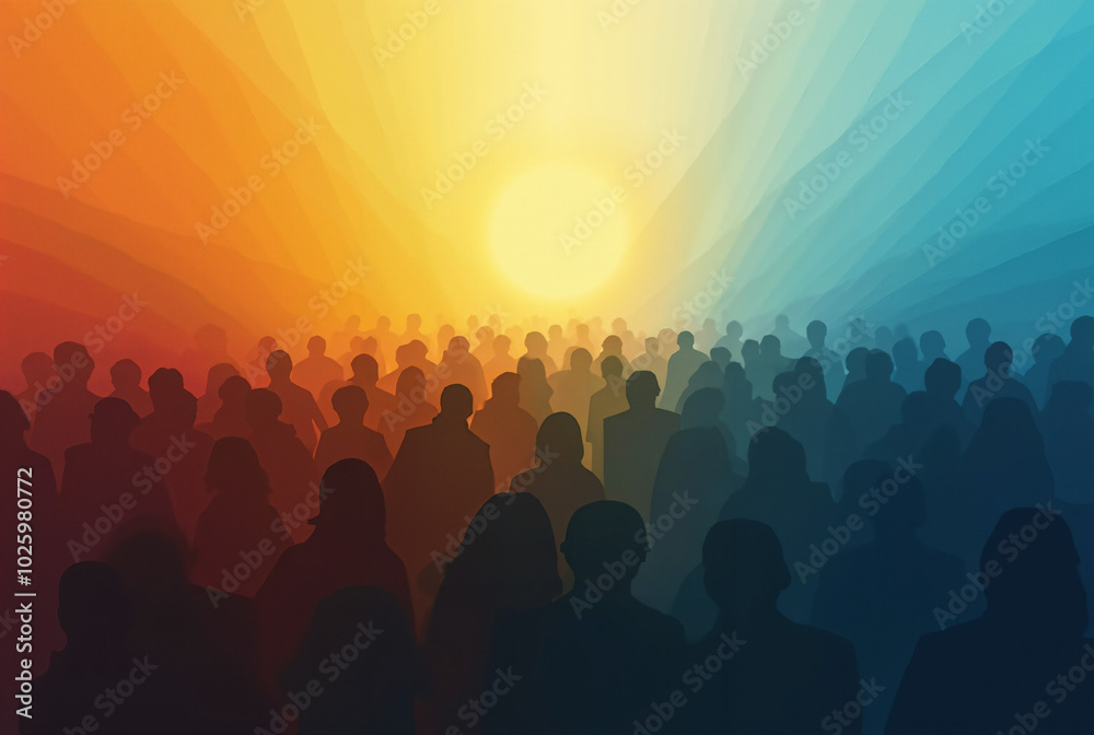 Vibrant Abstract Crowd Silhouettes: Unity in Diversity - Perfect for Social Campaigns or Corporate Presentations Vibrant Abstract Crowd Silhouettes: Unity in Diversity - Perfect for Social Campaigns or Corporate Presentations