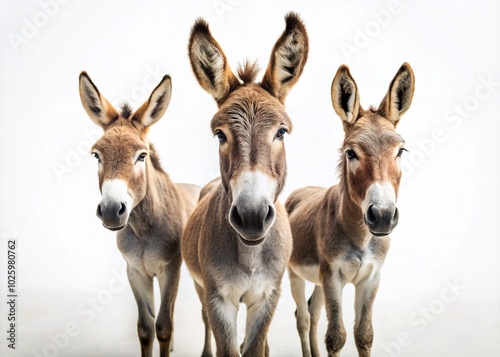 Minimalist Donkeys Isolated on White Background for Clean Aesthetic Appeal