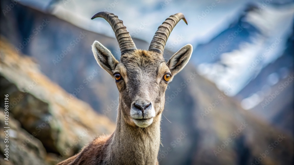 Minimalist Himalayan Ibex in Spiti Valley - Captivating Central Asian Goat Amidst Majestic Mountains Minimalist Himalayan Ibex in Spiti Valley - Captivating Central Asian Goat Amidst Majestic Mountains