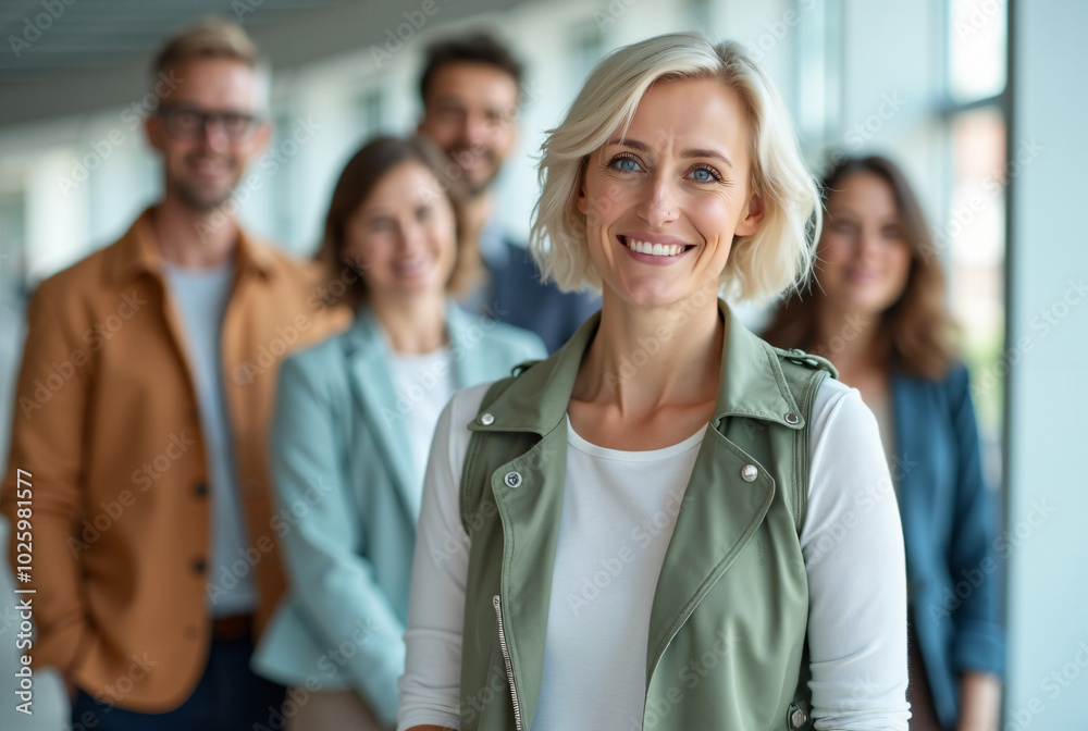 Diverse Professional Team: Confident Leadership and Collaboration in Modern Office Setting for Corporate Branding Diverse Professional Team: Confident Leadership and Collaboration in Modern Office Setting for Corporate Branding