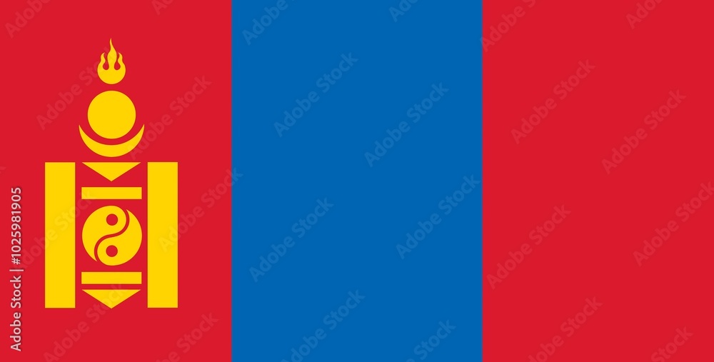 Naklejka premium mongolian flag. Flag of mongolian JPG. mongolian state flag image. country flag, mongolian state flag, mongolia, country, flag, flag of the country, flag of mongolian