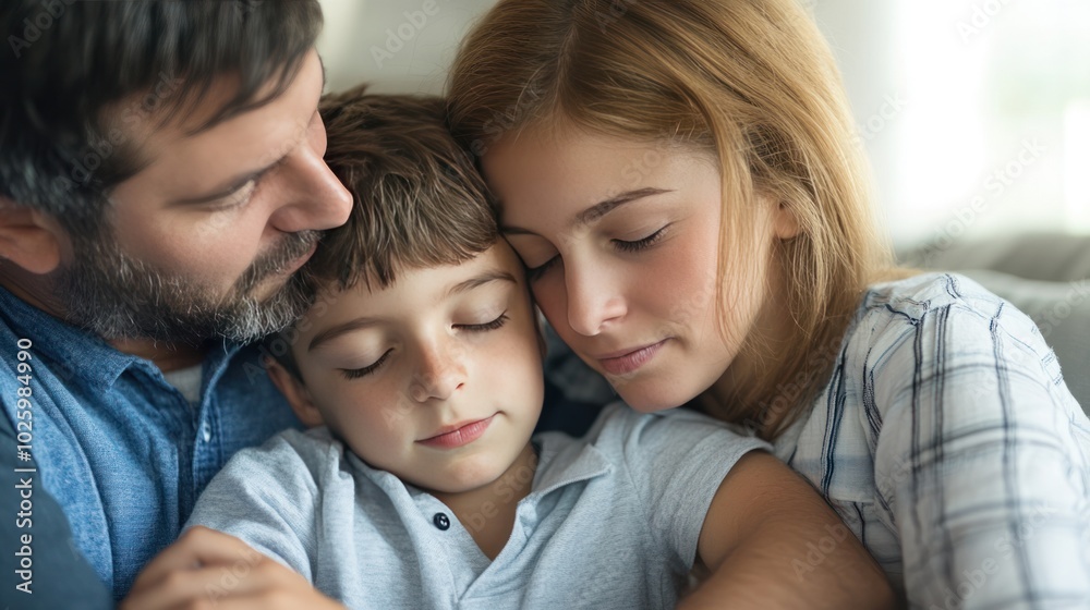 Parents offering emotional support to their children, creating a warm and nurturing family environment Parents offering emotional support to their children, creating a warm and nurturing family environment
