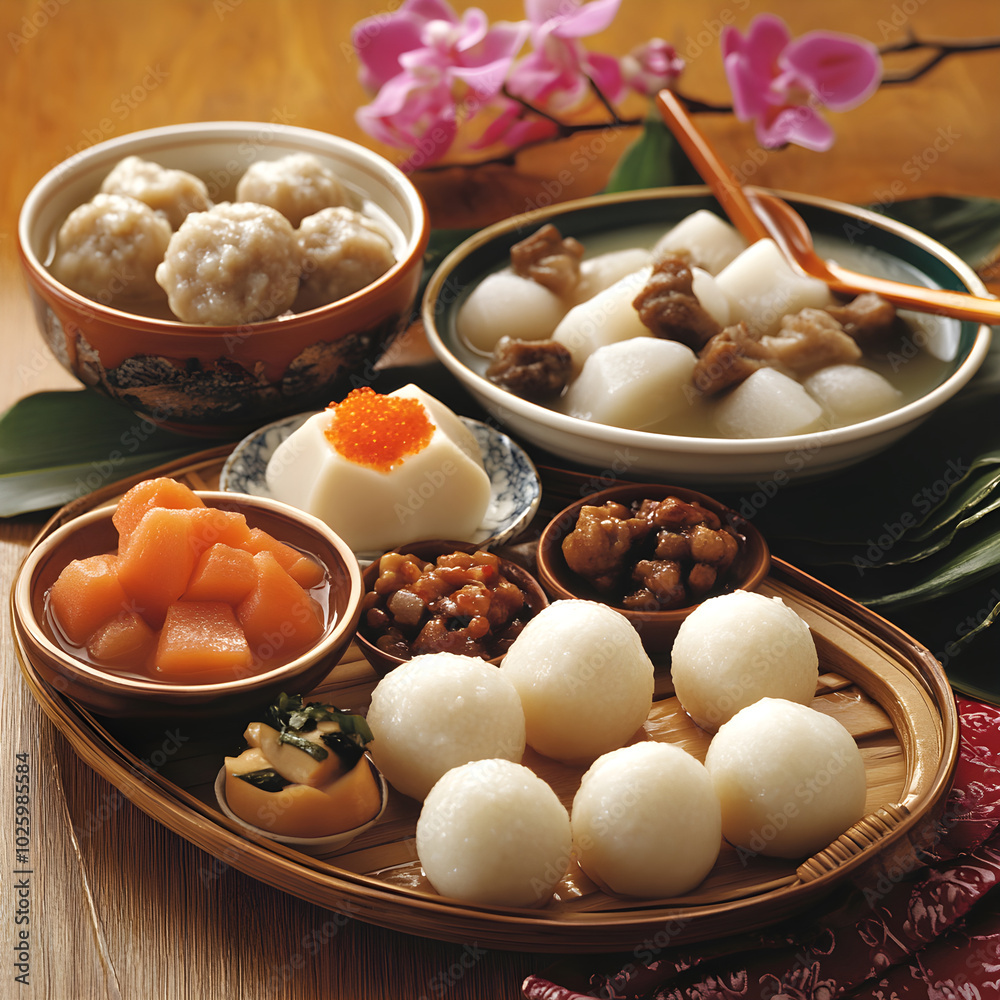 Enjoying variety of taiwanese food with tangyuan in taipei taiwan Enjoying variety of taiwanese food with tangyuan in taipei taiwan