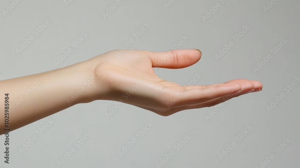 Open hand gesture, symbol of giving, receiving, and support on a clean white background
