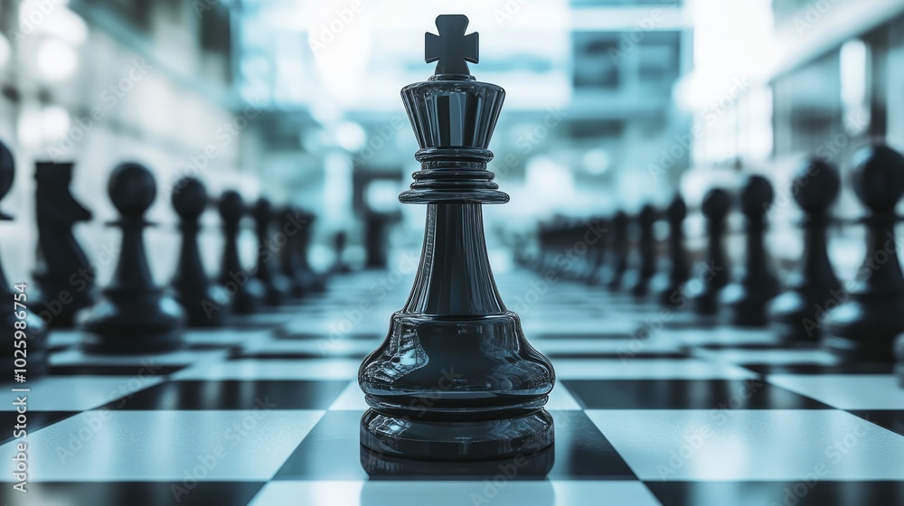 Strategic brilliance, chess piece on a classic game board, embracing the art of competition Strategic brilliance, chess piece on a classic game board, embracing the art of competition