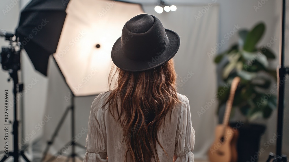Behind-the-scenes of an influencer photo shoot, focusing on capturing high-quality content for social media Behind-the-scenes of an influencer photo shoot, focusing on capturing high-quality content for social media