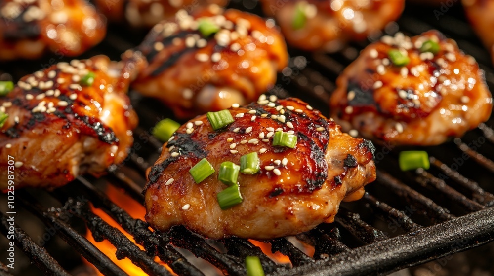 Grilled Chicken with Sesame Seeds and Green Onions. Grilled Chicken with Sesame Seeds and Green Onions.