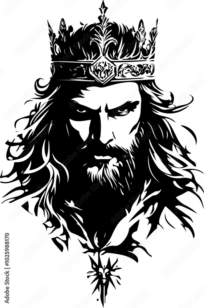 custom made wallpaper toronto digitalMajestic King Portrait in Bold Vector Style