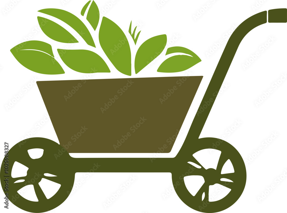 Vector Illustration of a Wheelbarrow with Plants Vector Illustration of a Wheelbarrow with Plants