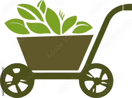 Vector Illustration of a Wheelbarrow with Plants