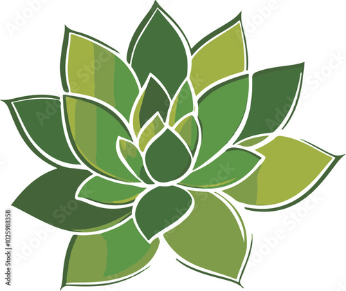 Stylized Green Succulent Plant Vector Design