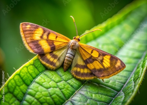 Ockergelber Blattspanner - Camptogramma bilineata in Nature with Copy Space for Text and Titles