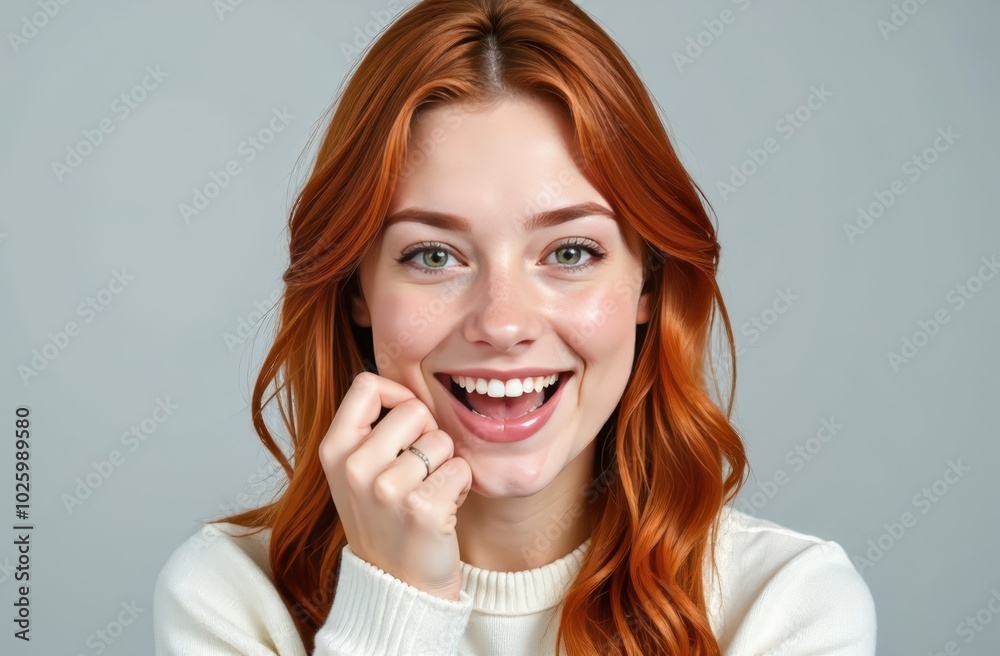 Fototapeta premium red-haired girl with freckles smiling